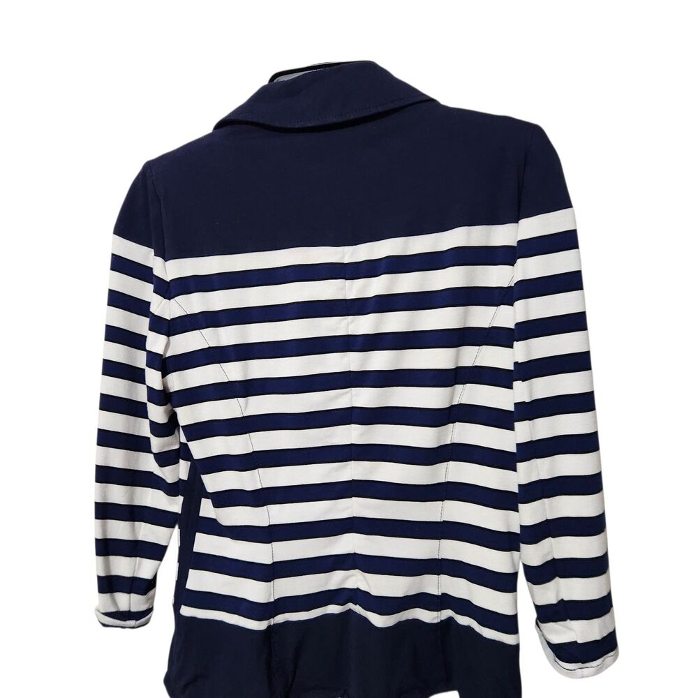 White House Black Market Blazer Size 6 White Blue Navy Striped  Front Buttons. - Picture 5 of 10